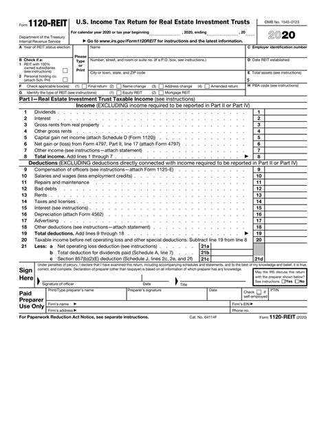 Irs Form 1120 Reit Download Fillable Pdf Or Fill Online Us Income Tax