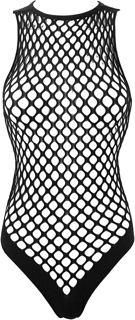 Amazon Com Zdhoor Woman S Fishnet Mesh Sheer Bikini Lingerie Set My