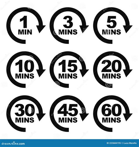 From 1 Minute To 60 Minutes Service Waiting Time Icon Set - Vector