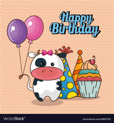 Lawn sign displays and yard signs are the perfect way to show your love, support, special announcement, or just to make someone smile. Happy birthday card with cute cow Royalty Free Vector Image