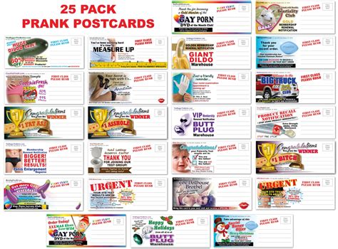 25 Pack Adult Prank Mail Postcards Revenge Novelty Gag Etsy