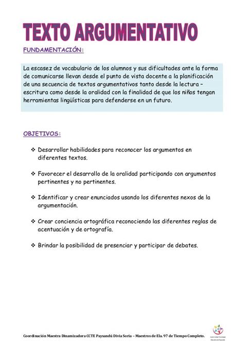 Ejemplo De Texto Argumentativo Para Niños De Cuarto De Primaria