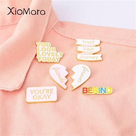 Be Kind Enamel Pins Inspirational Encouraging Quote Lapel Pin Lovely Today Best Friends Brooches