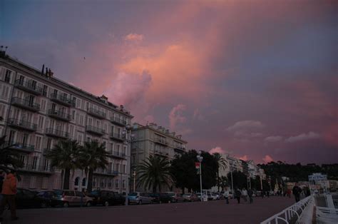 Sunset From Promenade Des Anglais Red Tiles Looking Out The Window