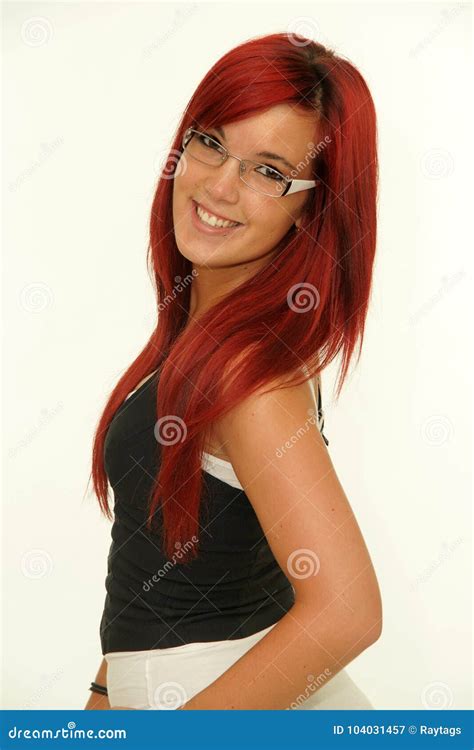 Smiling Redhead In Glasses Stock Image Image Of Girl 104031457