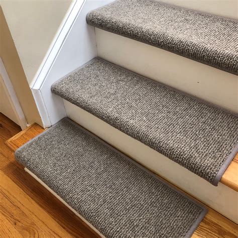 Big Sky Medium Light Grey 100 Wool True Bullnose® Padded Carpet Stair