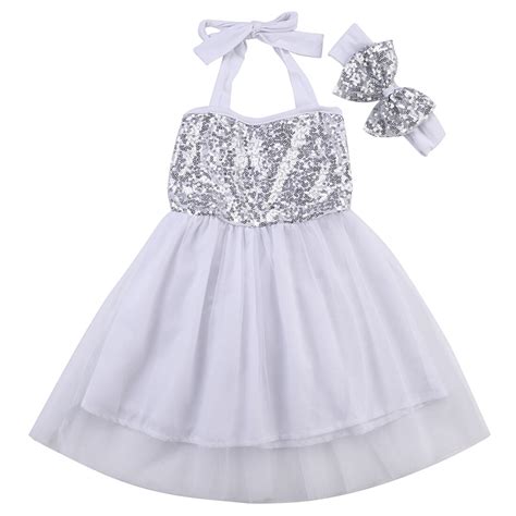 Kid Baby Girls Lace Sequins Sleeveless Dresses Newborn Infant Tulle