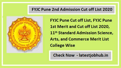 Fyjc Pune 1st Admission Cut Off List 2021 Round 2 Merit List