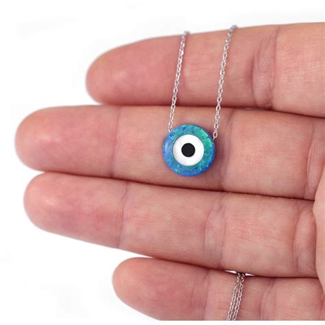 Opal Evil Eye Necklace Greek Gift Shop