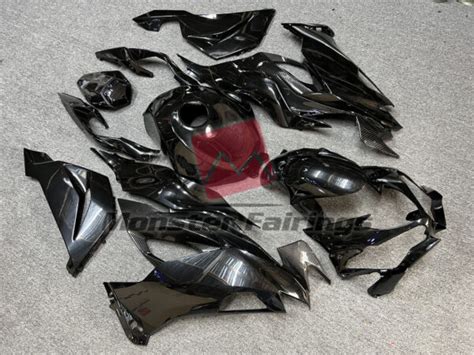 Gloss Metallic Black W Carbon Fiber Style Zx6r 19 23 Monster Fairings