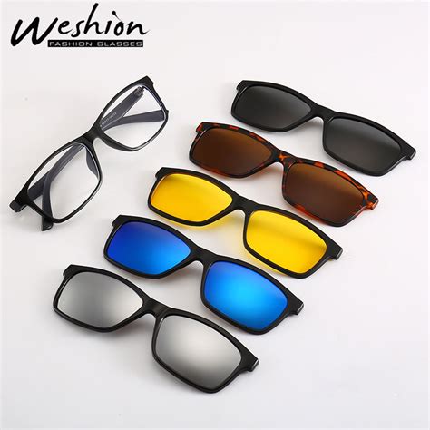sets polarized men sunglasses women 5 in 1 1 in 1 clip on glasses 2019 tr90 optical prescription