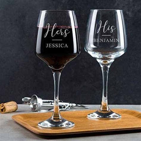 Personalised Wine Glass Set For Coupleshis And Hers Engraved Wine