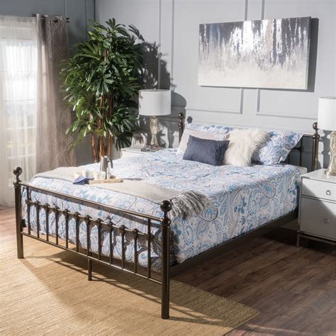 Featuring a casually styled headboard and low profile metal frame this platform bed offers strong, durable wood slat support for your spring, memory foam, latex, or hybrid mattress. Extra Strong Metal Bed Frame California King Beds You Ll ...