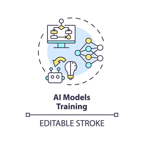2D editable multicolor AI models training icon, simple isolated vector