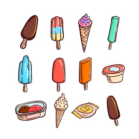 Hand Drawn Illustrations Set Of Ice Creams Vector Sketch Fruits The Best Porn Website