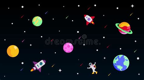 Flat Outer Space Background Illustration Vector Stock Vector