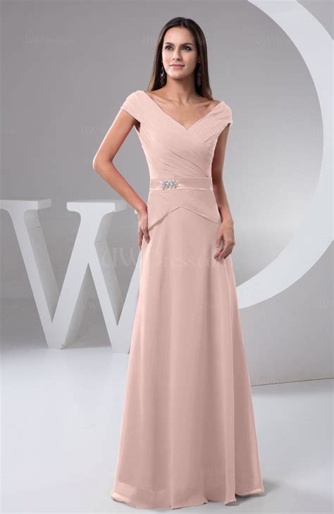 Dusty Rose Chiffon Bridesmaid Dress With Sleeves Short Sleeve Outdoor