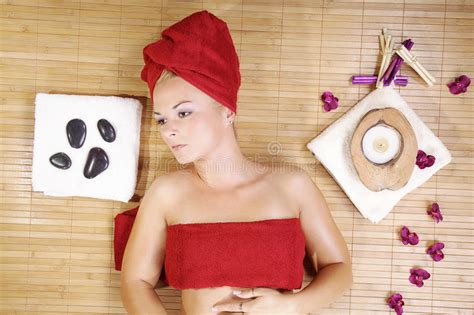 beautiful model at wellness massage with hot stone stock image image of complexion body 39591643