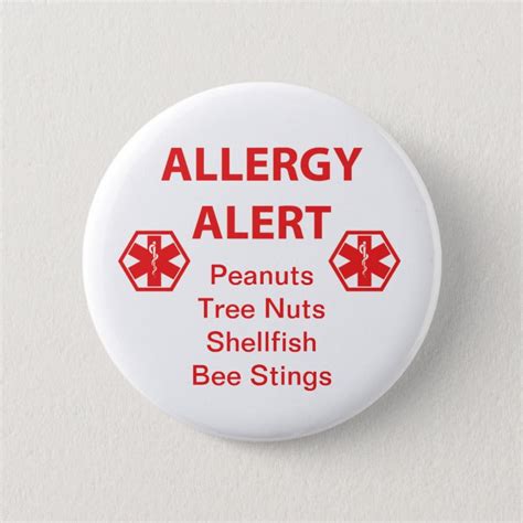 Customizable Allergy Alert Button Zazzle
