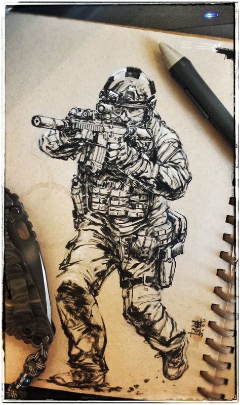 Move Shoot Run Marc Lee Military Drawings Military Artwork