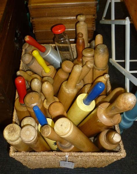 A Large Selection Of Vintage Rolling Pins Ideal For Kitchen Decor £5