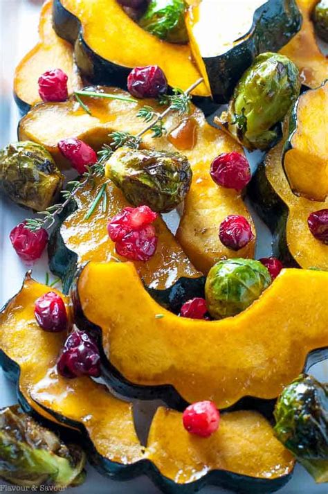 Honey Balsamic Roasted Acorn Squash And Brussels Sprouts