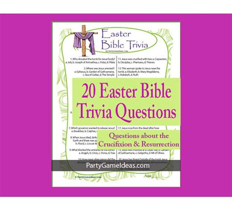 Easter Bible Trivia Game Printable Easter Religious Quiz Questions