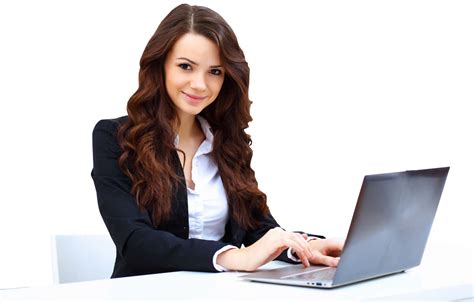 Smiling Business Woman Working On A Laptop At Office Free Stock