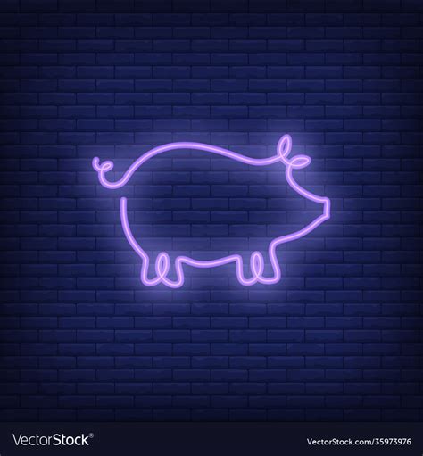 Pig Shape Neon Sign Template Royalty Free Vector Image