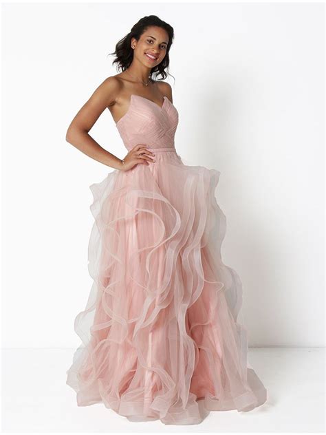 Robe longue bustier en tulle rose pâle Anne Sophie