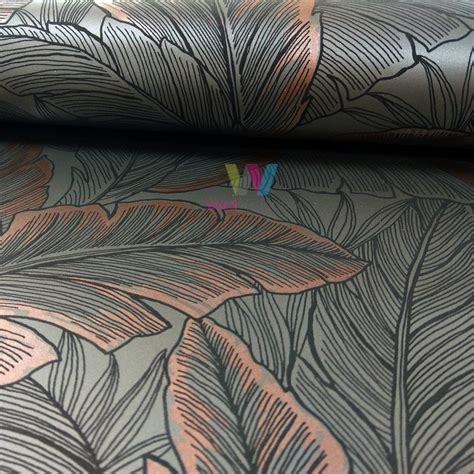 Wallquest Pear Tree Leaf Pattern Wallpaper Modern Metallic Glitter
