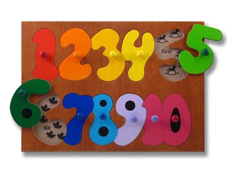 Wooden Puzzle With Knobs Counting Numbers Etsy