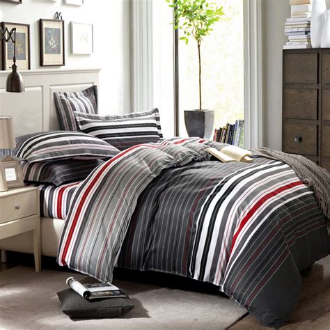 They also keep the beds and rooms looking lively and tidy as they do not cramp up. Aliexpress.com : Buy grey and red stripes printing 4pc ...