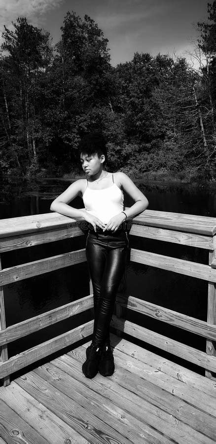 African American Teen Girl Model Posing On A Pier In Cleveland Ohio