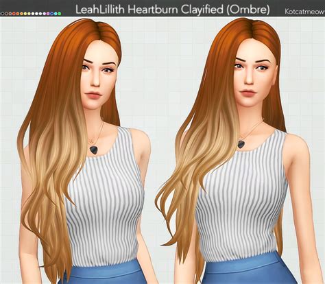 Kot Cat Leahlillith`s Heartburn Hair Clayified Ombre Sims 4 Hairs