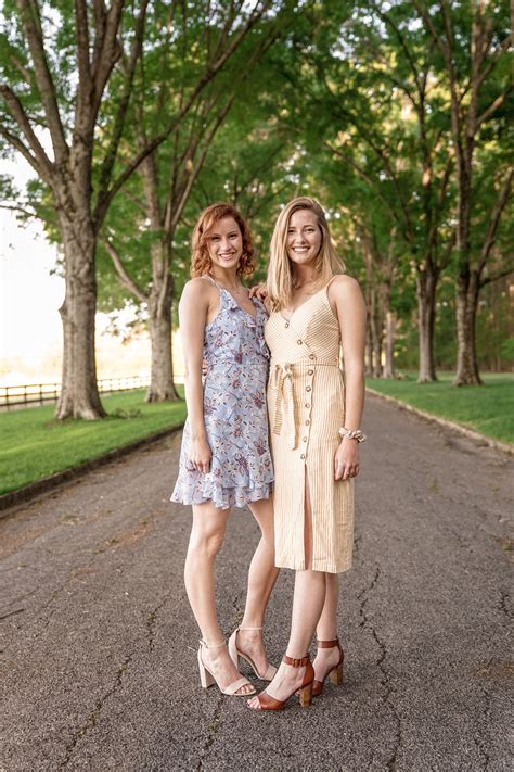 Apparel Clothing Evening Dress Two Women Standing Two Women