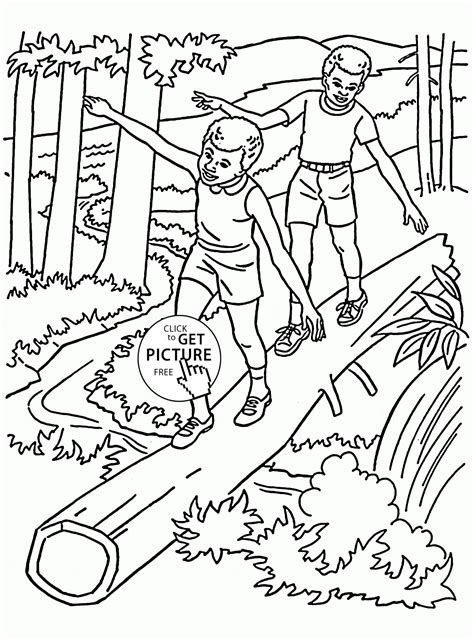Coloring Page For Kids Hiking Clip Art Library