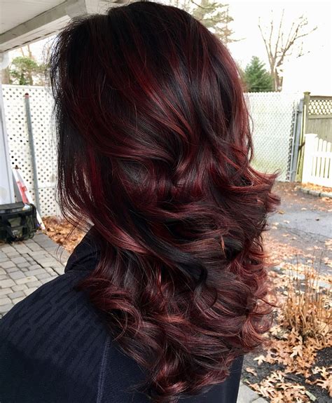Espresso Hair With Red Wine Highlights Dark Burgundy Hair Color
