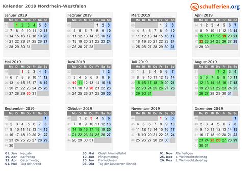 Ferienkalender 2021, 2022 zum herunterladen und ausdrucken. Kalender 2019/2020/2021 Nordrhein-Westfalen