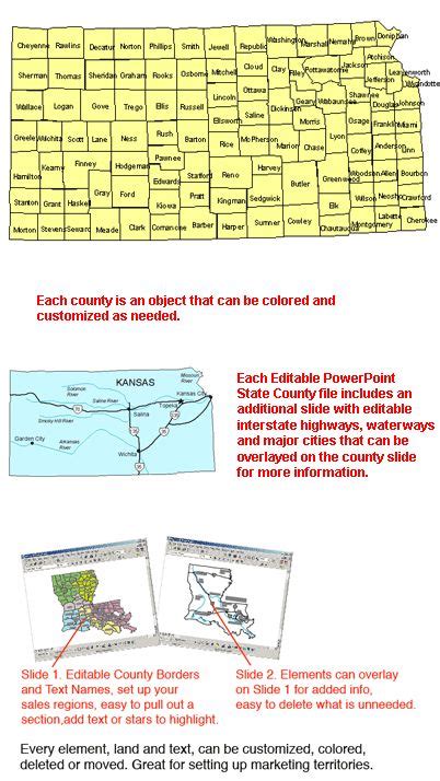 Kansas Editable US Detailed County And Highway PowerPoint Map MAPS