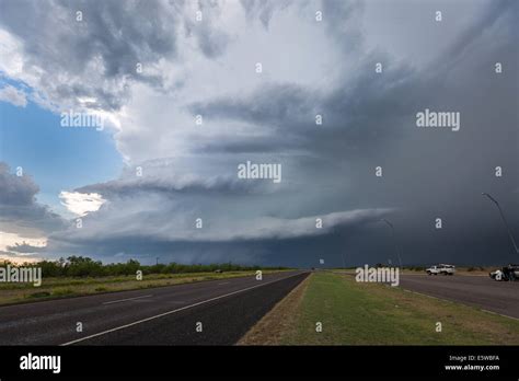 A Powerful Tornado Warned Supercell Thunderstorm With A Large Wall