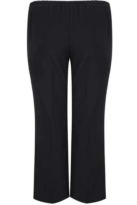Black Classic Straight Leg Trousers With Elasticated Waistband Plus