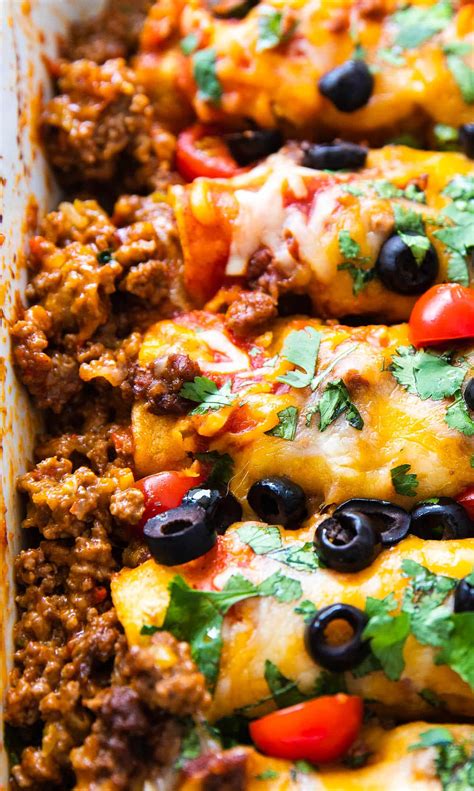 Or if you want more spice you could use a thick salsa instead. Easy Ground Beef Enchiladas - Casserole Crissy