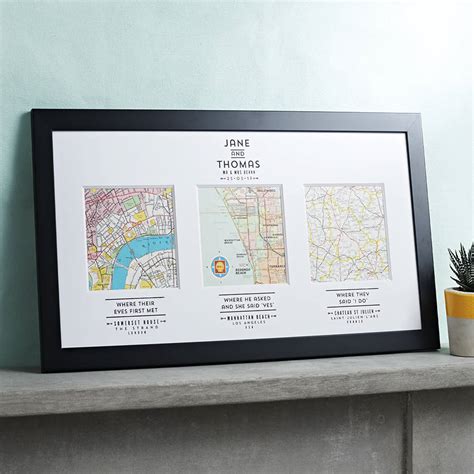 Personalised Map Wedding Art By Basil And Ford
