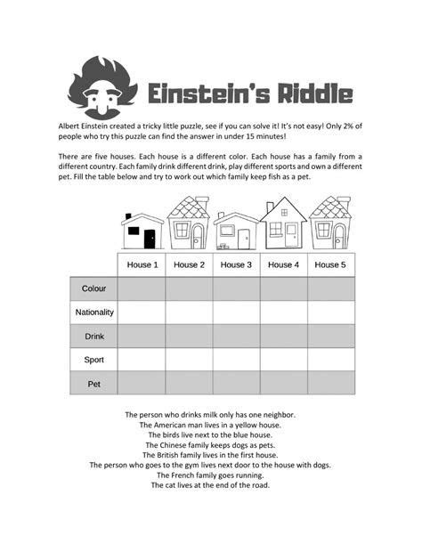 List Of Printable Einstein Riddles References In 2022 Einstein Riddle