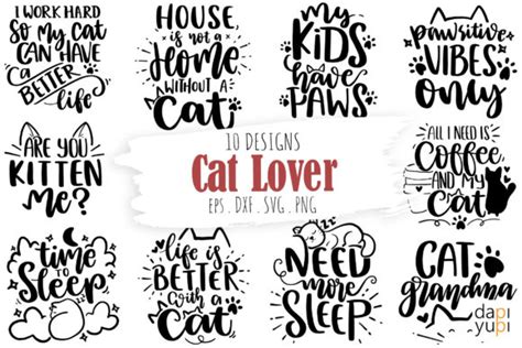 Cat Lover Bundle Funny Cat Quotes Graphic By Dapiyupi · Creative Fabrica