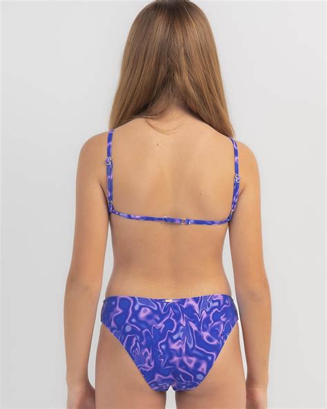 Shop Topanga Girls Electra Triangle Bikini Set In Blue Purple Fast