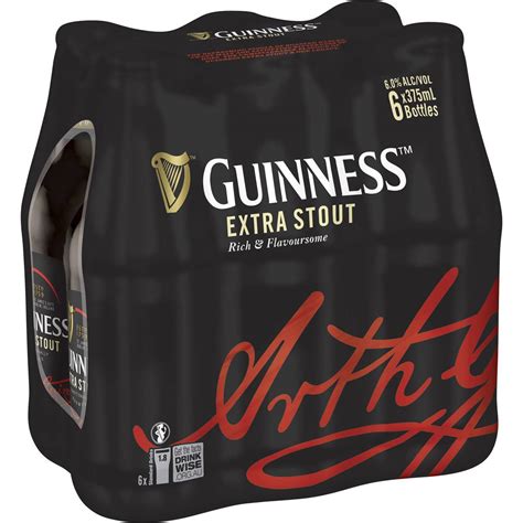 Guinness Extra Stout Bottles 375ml X 6 Pack Woolworths