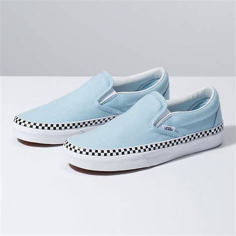 Light Blue Vans With Checkered Detail Shoes Cute Shoes Cute Vans