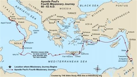 Large Map Of Apostle Pauls Fourth Missionary Journey Journey Mapping